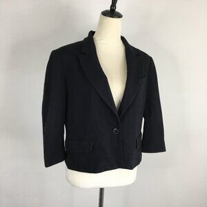 BCBGMAXAZRIA Black NATALIA 3/4 Sleeve Faux Flap Pockets Cropped Blazer Jacket